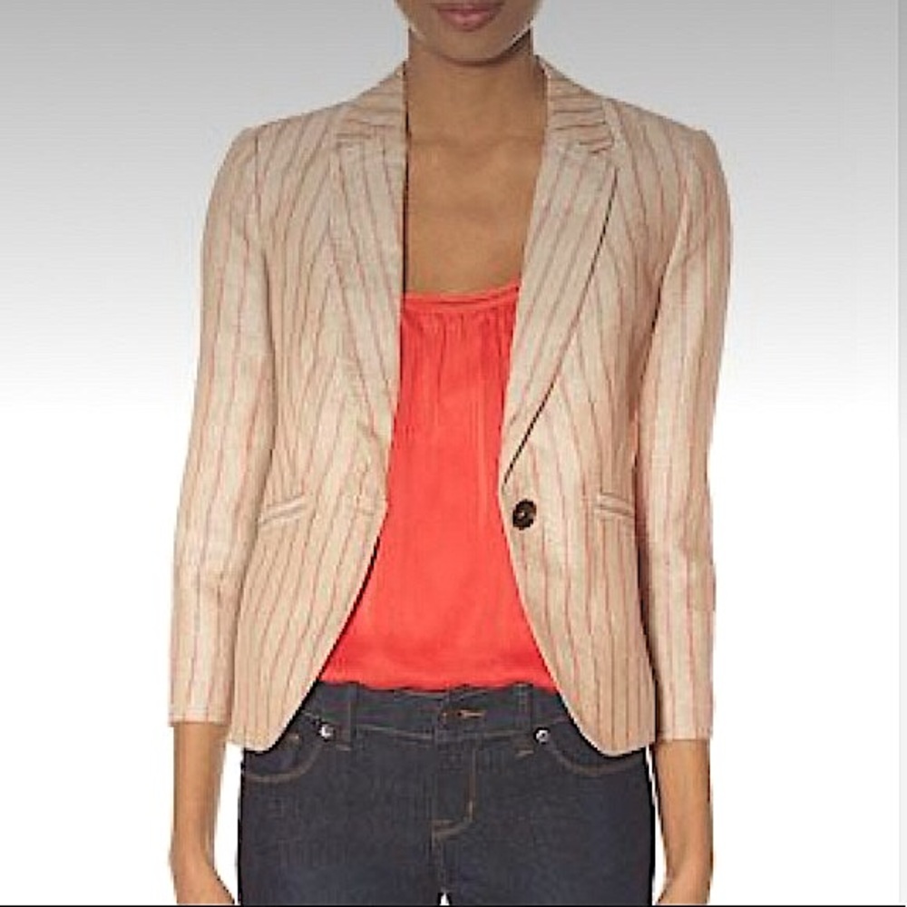 THE LIMITED LINEN STRIPED JACKET WITH CAMI